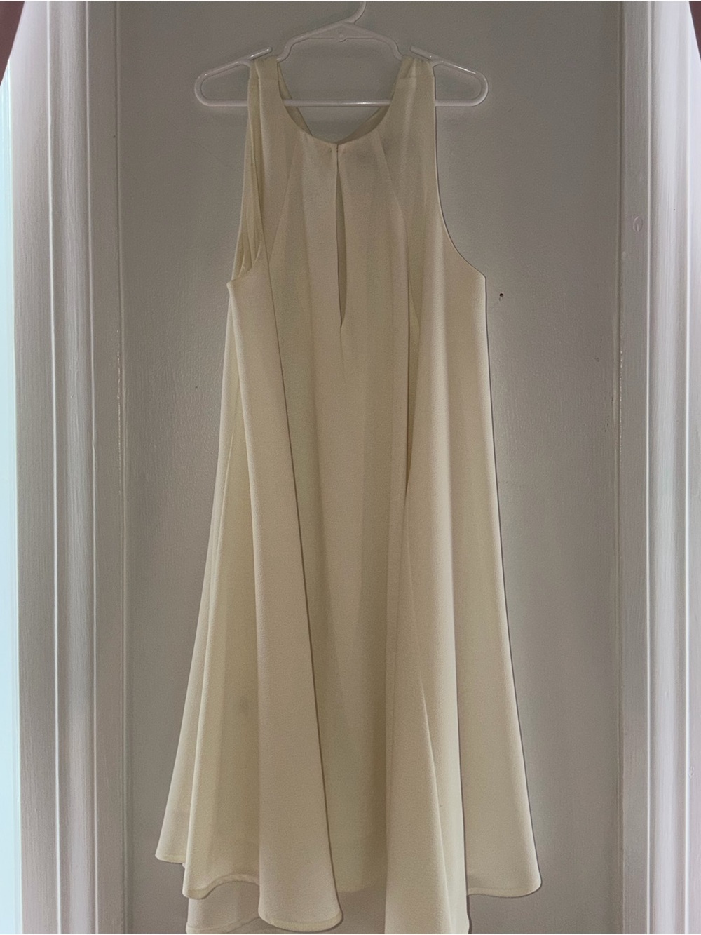 Sleeveless Cream Mini Dress with Keyhole Neckline